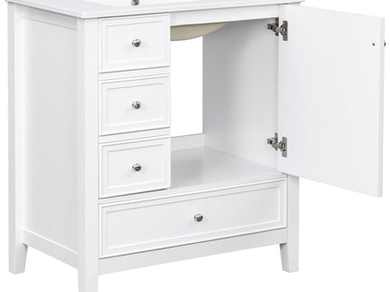 Modern Bathroom Vanity With Sink, 1 Cabinet & 3 Drawers