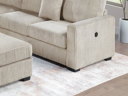 Upholstered L - Shaped 4 Piece Sectional Set With USB, Cocktail Ottoman
