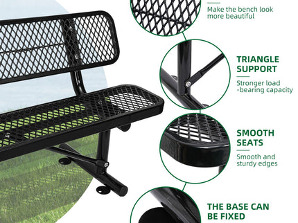 Outdoor Steel Bench With Backrest