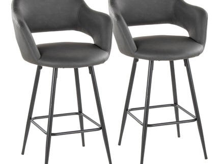 Margarite - Contemporary Fixed Height Counter Stool With Square Footrest (Set of 2)