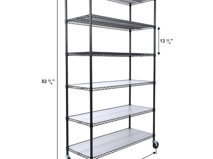 6 Tier 6000Lbs Capacity Nsf Metal Shelf Wire Shelving Unit, Heavy Duty Adjustable Storage Rack With Wheels & Shelf Liners For Commercial Grade Utility Steel Storage Rack