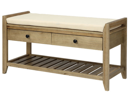 Shoe Rack With Cushioned Seat And Drawers Multipurpose Entryway Storage Bench Wash - Gray Wash