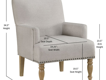 Alice - Upholstered Arm Chair With Nailheads - Beige