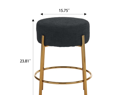 Round Bar Stools (Set of 2), Contemporary Upholstered Dining Stools For Kitchens, Coffee Shops And Bar Stores - Legs