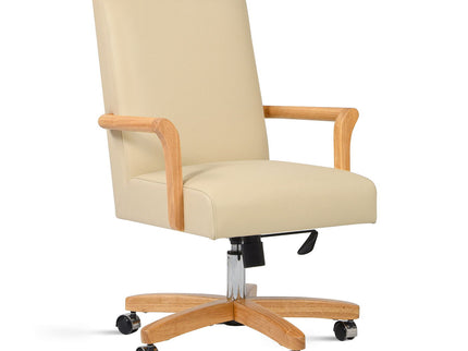 Dumont - Modern Farmhouse High Back Executive Home Office Chair - Neutral Cream Beige / Natural