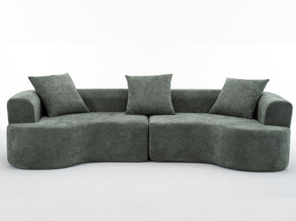 Modern Style Ultra Smooth Curved Sofa With 3 Pillows