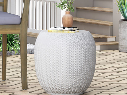 Outdoor Lightweight, Concrete Side Table - Antique White