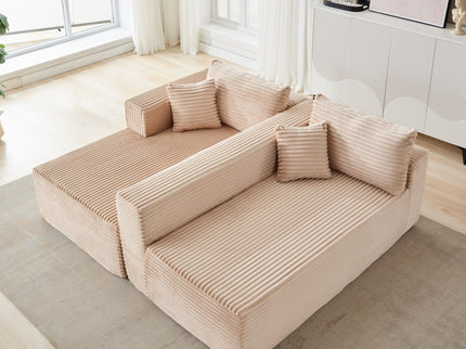 Compression Sectional Couch With Comfy Chaise, Boneless L Shape Sofa With Deep Seat