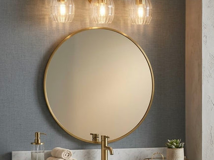Luster - 3 Lights Vanity With Clear For Bathrooms Above Mirror Wall Lamp Satin - Clear / Gold