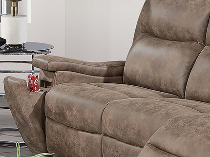 1 Piece Manual Motion Sofa Console Loveseat With Plush Back Cushion And Hidden Cup Holder - Auburn
