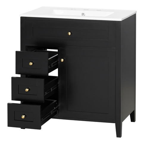 Modern Bathroom Vanity With Sink, 3 Drawers And Adjustable Shelf
