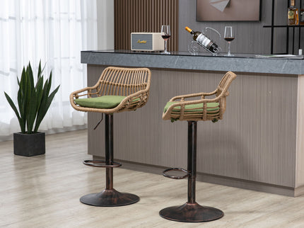 Modern Swivel Bar Stools Adjustable Counter Chairs With Footrest (Set of 2)