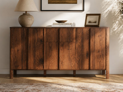 Colored Fluted Sideboard With 3 Doors And 1 Drawer