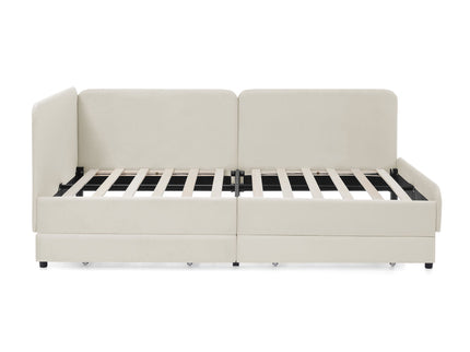 Upholstered Platform Bed Frame With 2 Storage Drawers And Adjustable Sofa Bed