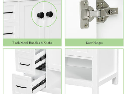 Bathroom Vanity With Sink Top, Bathroom Vanity Cabinet With 2 Doors And 2 Drawers, Open Shelf