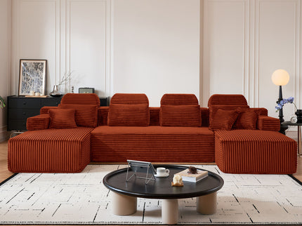 Sectional Sleeper Sofa & Storage Pockets, Modular Couch With Throw Pillows For Living Room
