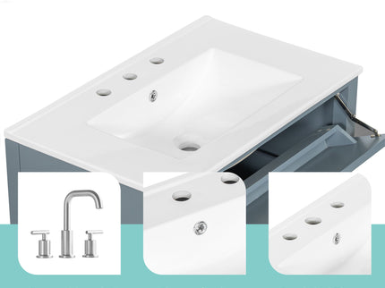 Bathroom Vanity With Sink, 3 Drawers And Adjustable Shelf