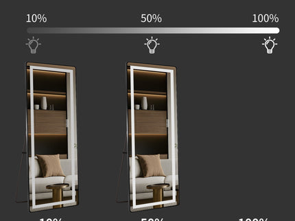 Full-Length Vertical Mirror With LED Light, Dimming Wall Mirror With Frame