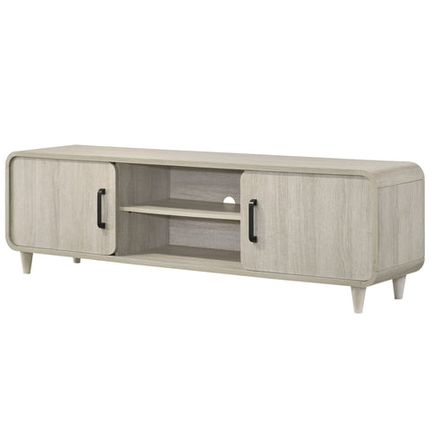TV Stand With Sliding Doors And Handles, Living Room Furniture - Antique White