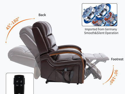 Power Lift Recliner Chair Dual Motor Infinite Position With Heat Massage And Heavy Duty Motion Mechanism - Brown