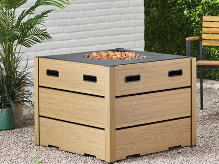 Rustic Style Outdoor Square Propane Fire Pit, 40, 000 Btu