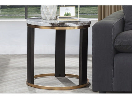 Round End Table For Living Room - Gold / Brown