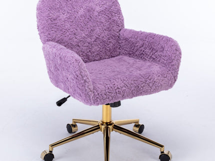 Office Chair, Artificial Rabbit Hair Home Office Chair With Metal Base, Adjustable Desk Chair Swivel Office Chair, Vanity Chair