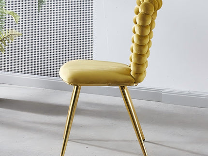 Modern Chair With Iron Tube Legs, Soft Cushions And Comfortable Backrest, Suitable For Dining Room, Living Room, Cafe, Hairball Back