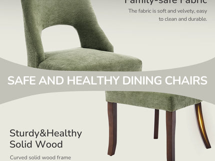 Upholstered Dining Chair With Curved Legs (Set of 2) - Green