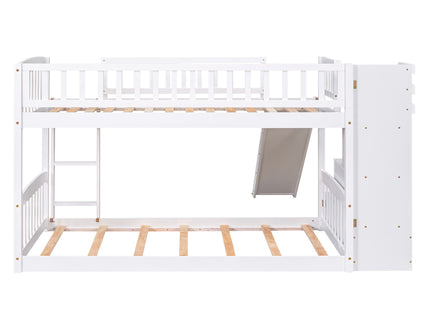 Twin Over Twin Stairway Bunk Bed With Two Drawers And Slide