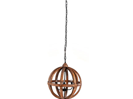 4 Light Wood Chandelier, Hanging Light Fixture With Adjustable Chain For Kitchen, Bulb Not Included - Brown