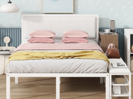 Platform Bed With 2 Tier Storage Shelves, Storage Cabinet