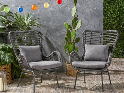 Modern Aesthetic Outdoor Rattan Accent Chair With Metal Legs