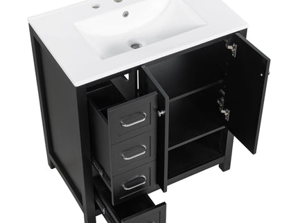 Bathroom Vanity With Sink Top, Bathroom Vanity Cabinet With 2 Doors And 2 Drawers, Open Shelf