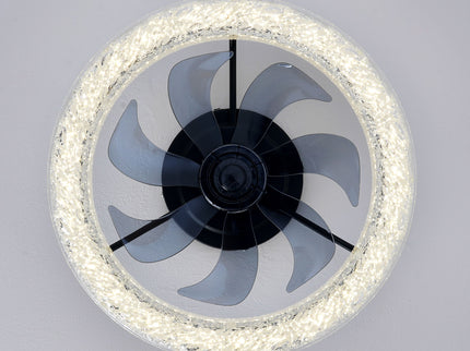 LED Light Source And Remote Control, 3000 - 6500K Dimmable Flush Mount LED Fan Light, 6 Speeds, Quiet DC Motor For Living Room - Matte Black