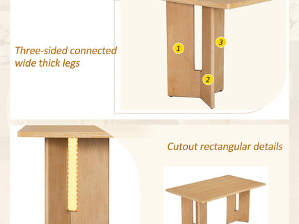 Dining Table Set With 6 Upholstered Chairs, Rectangular Table With Cutout Legs