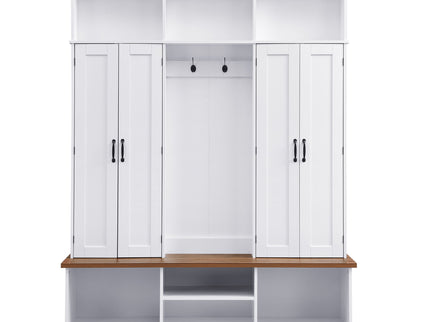 Entryway Hall Tree With Bench, 3 Top Cubbies & Bottom Storage Space