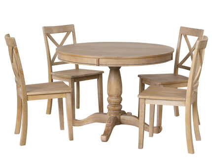 Modern Dining Table Set For 4, Round Table And 4 Kitchen Room Chairs, 5 Piece Kitchen Table Set For Dining Room, Dinette, Breakfast Nook