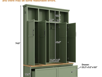 Hall Tree With 4 Hidden Cabinets