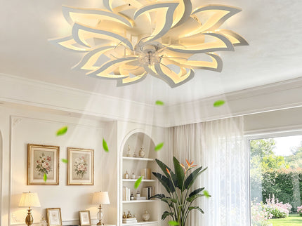 Ceiling Fan With Remote Control And Lights, 6 Speeds, 3 Color Temperatures, Low Profile Flush Mount