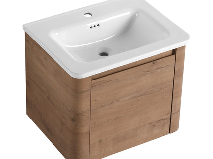 Wall Mounted Bathroom Vanity With Sink, Storage Shelves & Soft Close Door