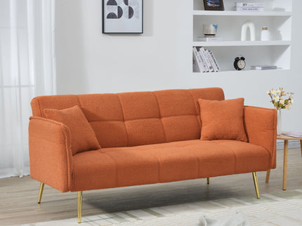 Convertible Double Futon Sofa Bed With Folding Armrests For Living Rooms