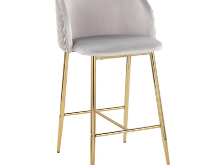 Fran - Pleated Waves Contemporary / Glam Fixed Height Counter Stool (Set of 2)