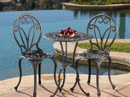 Thomas - 3 Pieces Cast Bistro Set - Black / Gold
