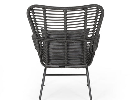 Modern Aesthetic Outdoor Rattan Accent Chair With Metal Legs