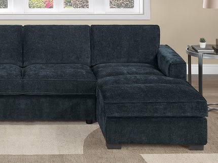 U - Sectional Sofa Upholstered LAF / RAF Chaise With Armless Loveseat And Chairs - Black