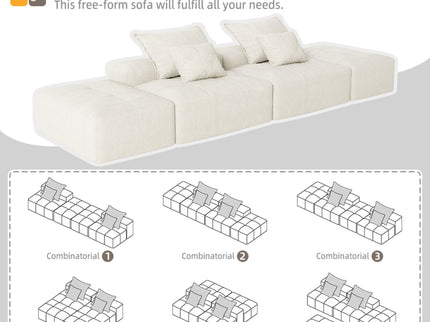 Modern Oversized Diy Combination Modular Sectional Sofa With Pillows