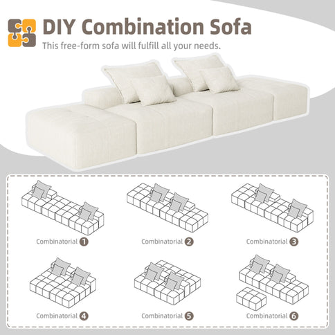 Modern Oversized Diy Combination Modular Sectional Sofa With Pillows