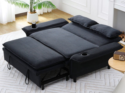 Modern Fabric Multi-Functional Sofa Bed With Adjustable Armrests And Backrests