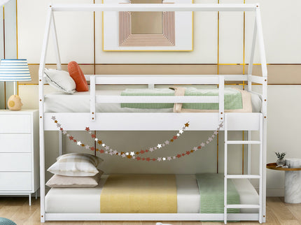 Low Bunk Bed With House Shaped Frame And Ladder